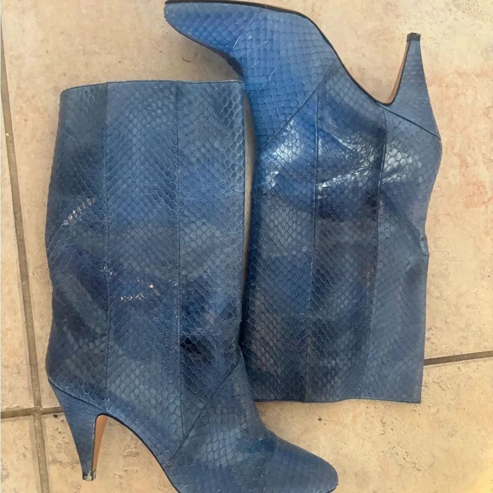 Daniela vetees Cowboy Boots Calf High Heels Snakeskin Shoes